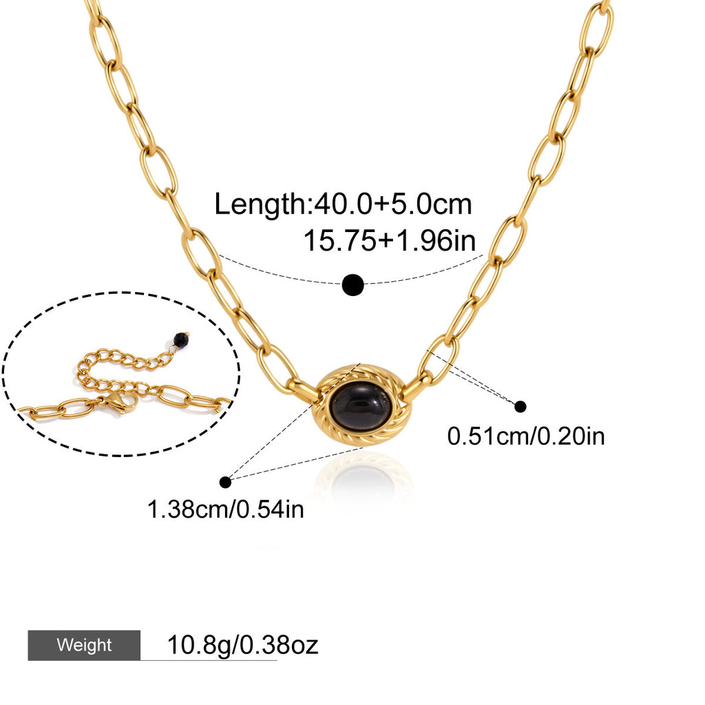 Collier en acier inoxydable en titane en pierre naturelle pour femmes