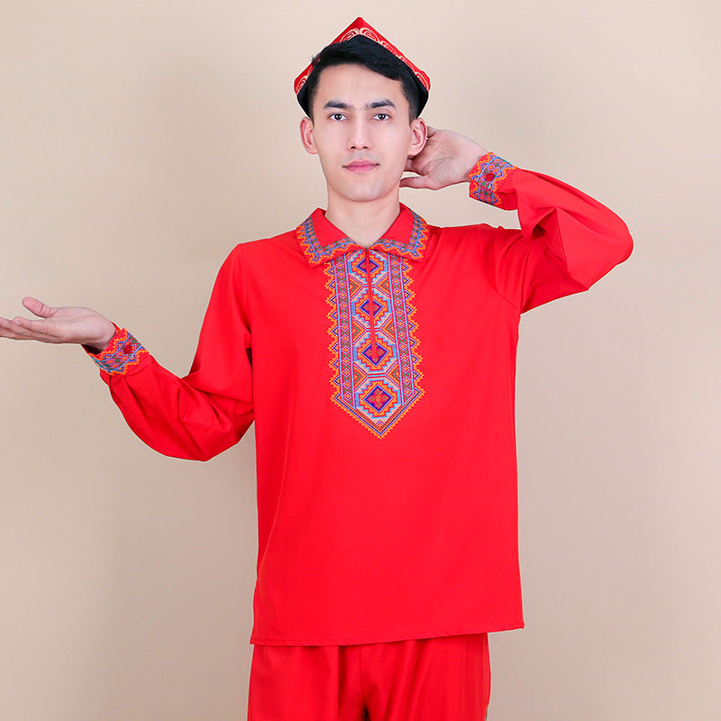 T-shirt blanc à manches longues style Uyghur