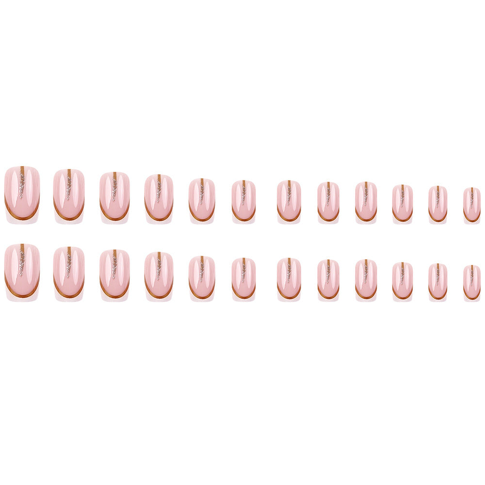 Stickers 24 Pièces de Short Square Acrylic Nail avec bords blancs