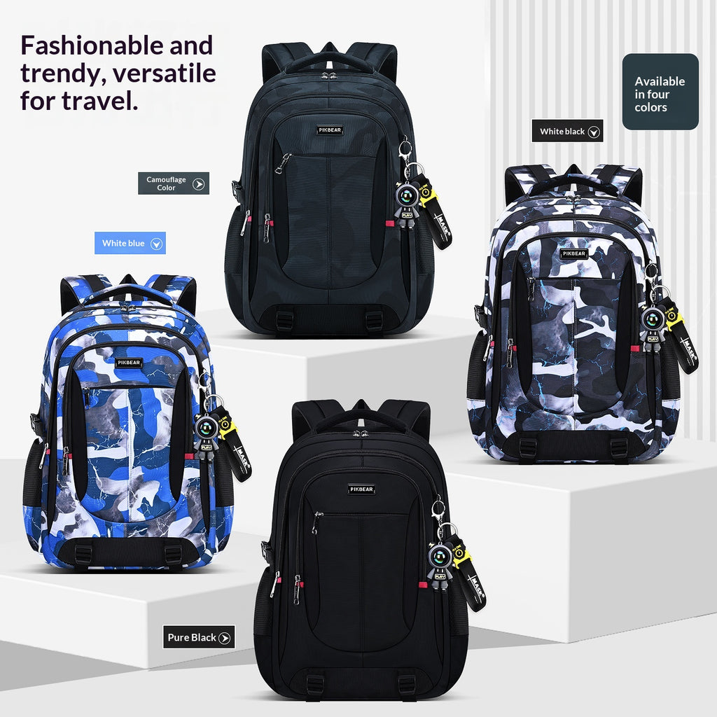 Sac à dos pour les étudiants de l'école moyenne et secondaire masculine Grande capacité Camouflage Design