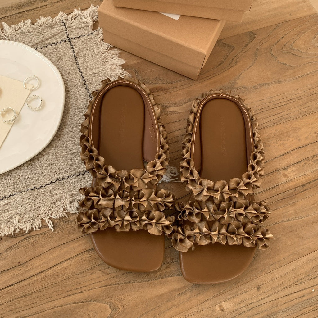 Sandales à pieds carrés de style français pour femmes