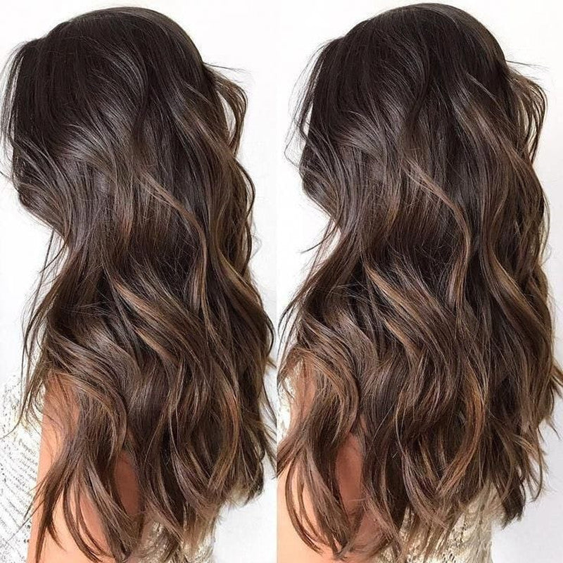 Cheveux dorés longs bouclés en fibre chimique