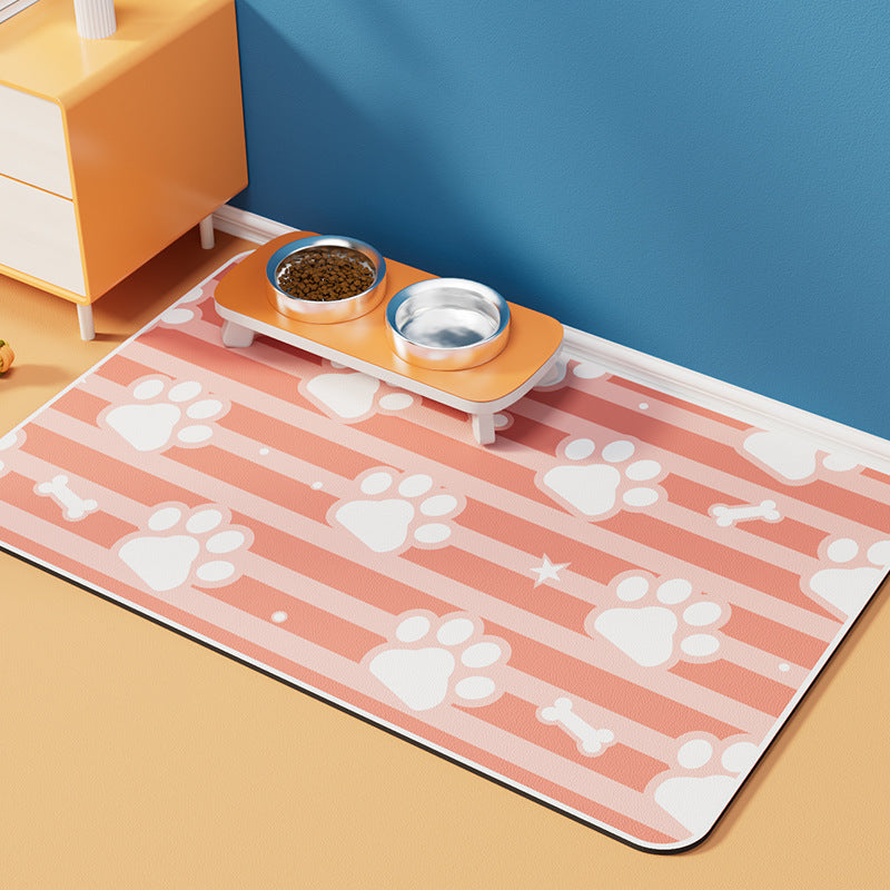 Chiens et chats Manger Mat Anti-overflow Waterproof Facile à nettoyer Animaux de compagnie Aspirant de l'eau Quick-