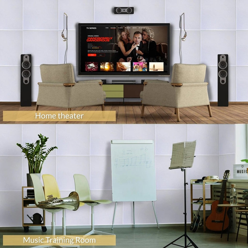 Panneaux muraux acoustiques Tuiles Studio d'isolation acoustique autocollante---Black-12PCS