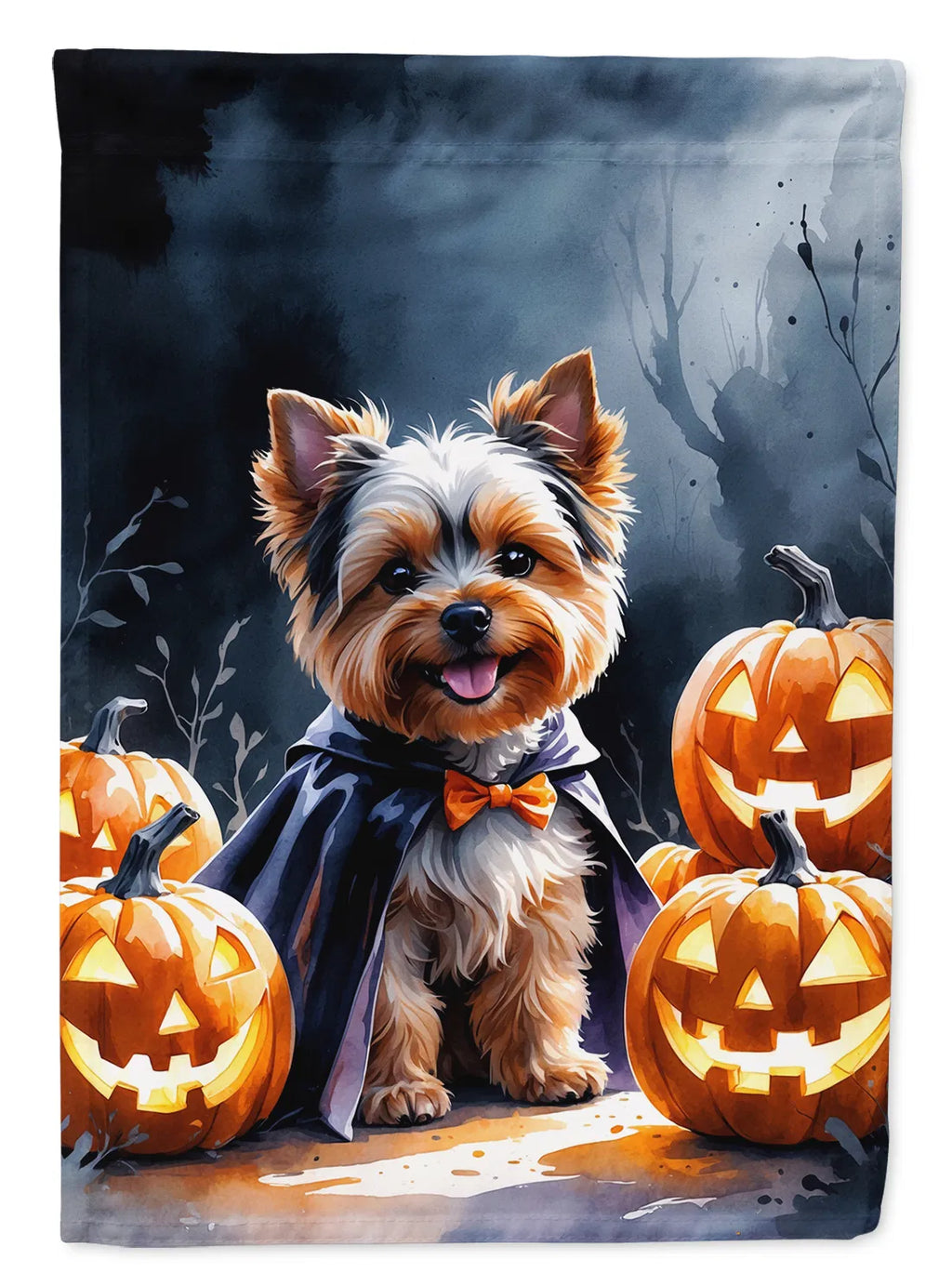 Yorkshire Terrier Puppy Maison d'Halloween Drapeau Grand porc Pôle à manches décoratif à l'extérieur Ya