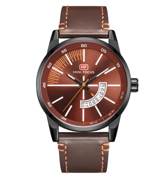 Montre de sport homme avec calendrier lumineux affichage étanche Et Bracelet en cuir véritable