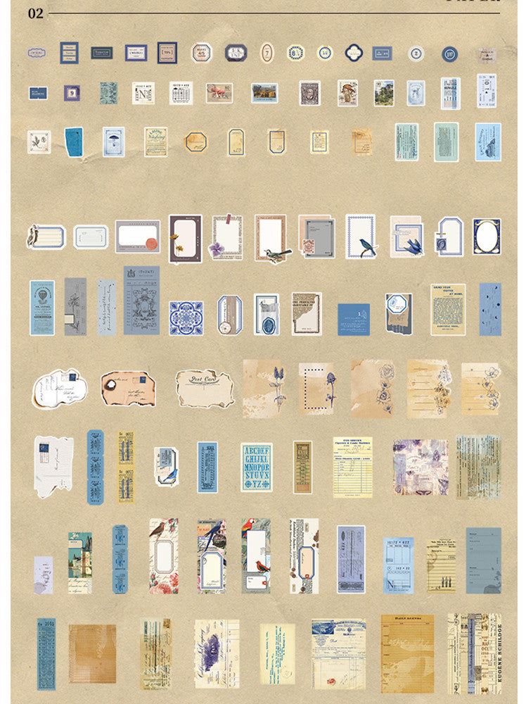 Stickers Matériel de bricolage Compte Littéraire Rétro 200 feuilles dans 4 styles