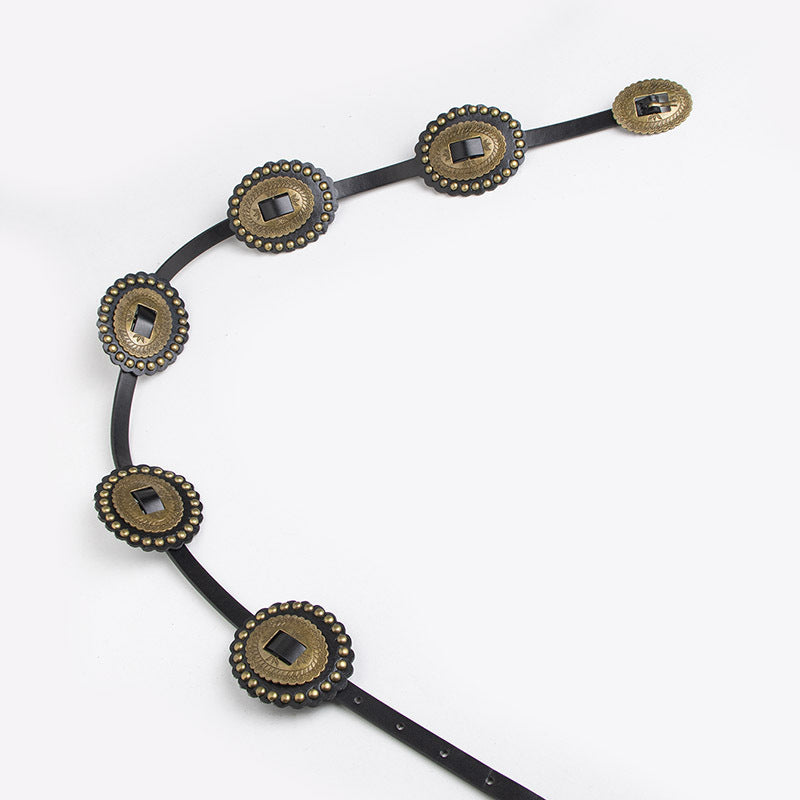 Bohemian Style Ceinture Accessoires Western Style Ceinture pour Femme Tout-match PU Ceinture mince