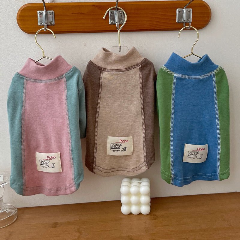 Couleur contrastante Manches Cotton Base Chemise Pet