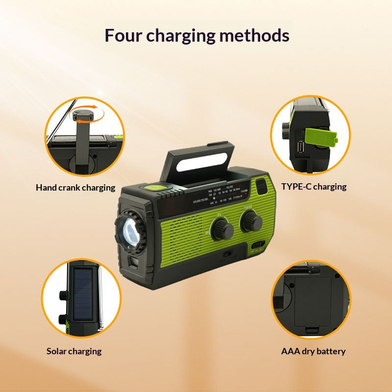 Charge d'urgence multifonctionnelle à la main Radio solaire en plein air Prévention des catastrophes Ra