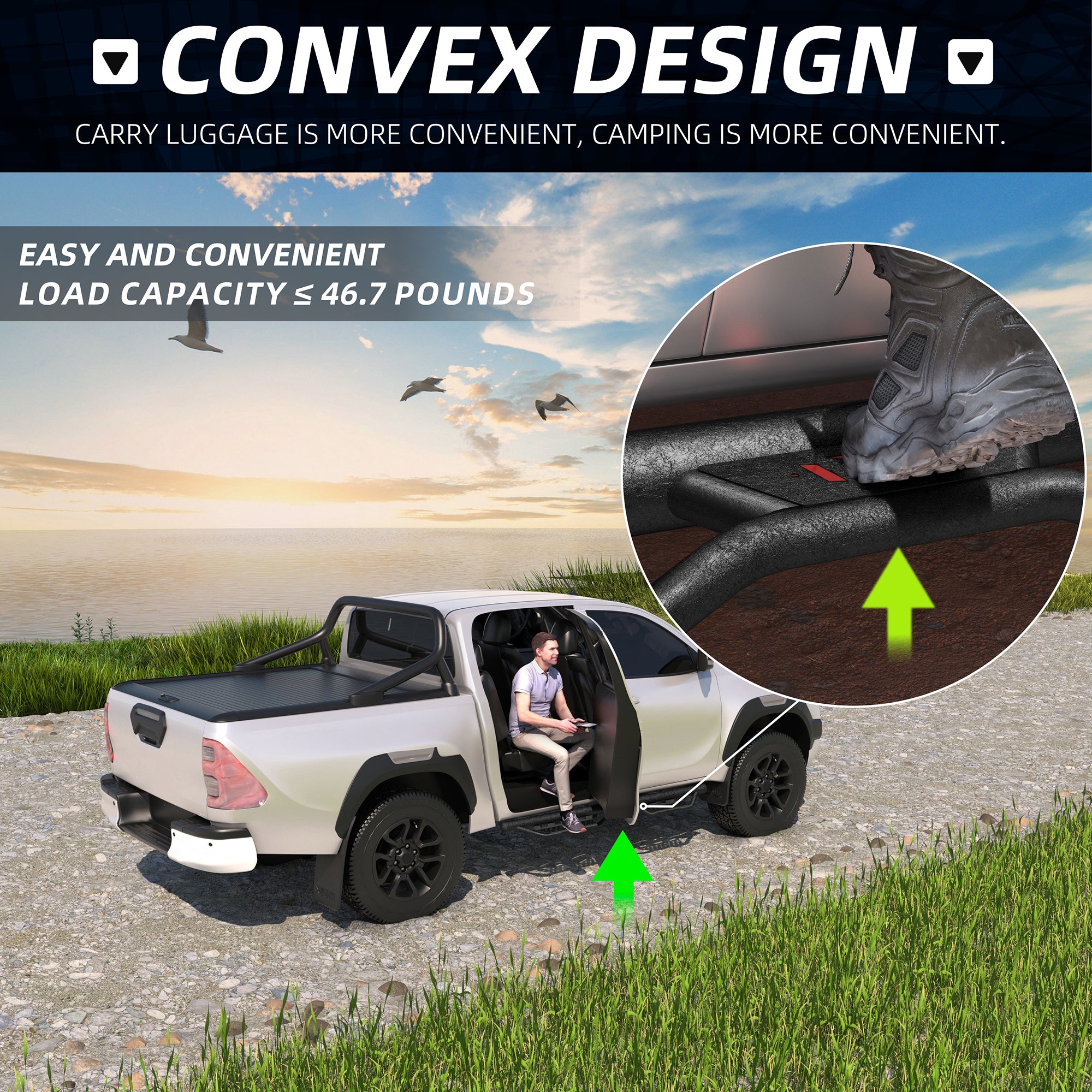 Planches de course Étapes latérales pour Toyota Tacoma Double Cab Drop Nerf Bars