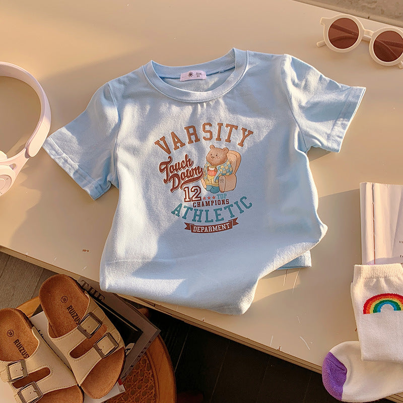 T-shirt pour enfants Imprimé mode Mignon de dessin animé populaire