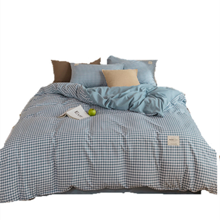 Ins-style Plaid Four-piece Set Skin-friendly Design de feuille de lit élégant et minimaliste