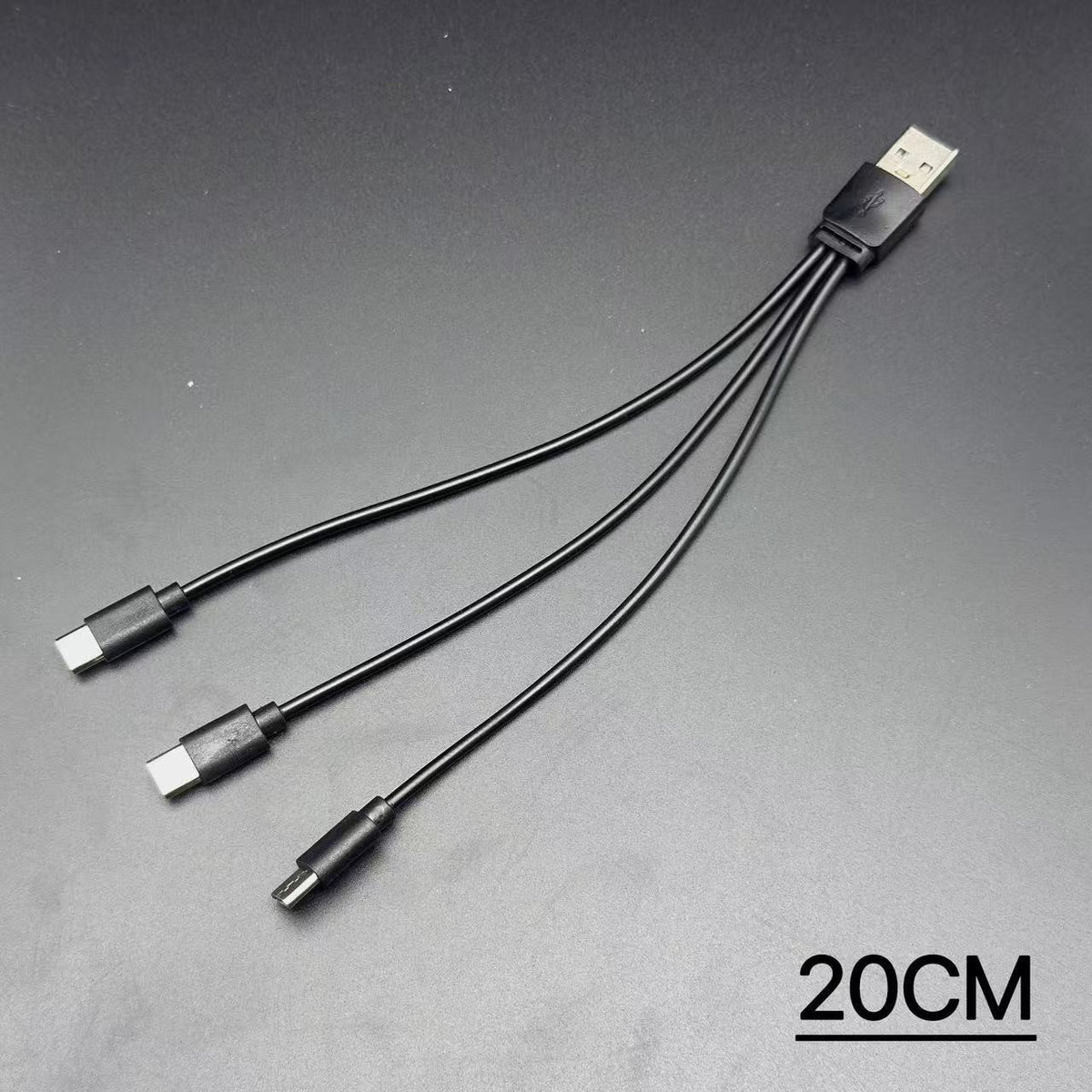 USB to Three Type-C Charging Cable 3-in-1 Data Cable PVC Lithium Battery Pack