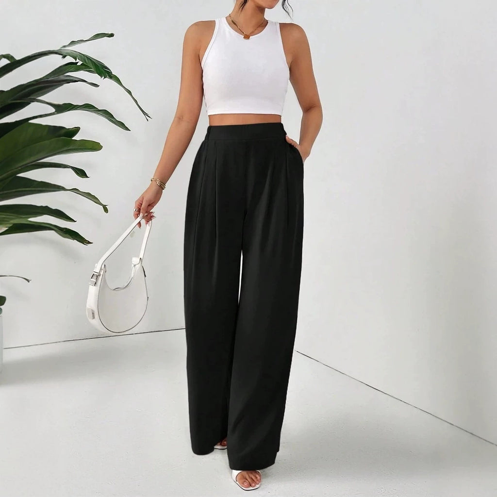 Élégant pantalon à large jambe avec un drap fluidifiant