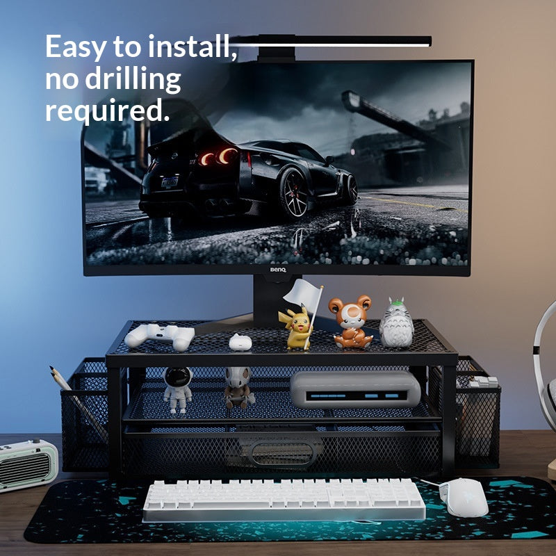 Riser de moniteur d'ordinateur à deux niveaux avec stockage