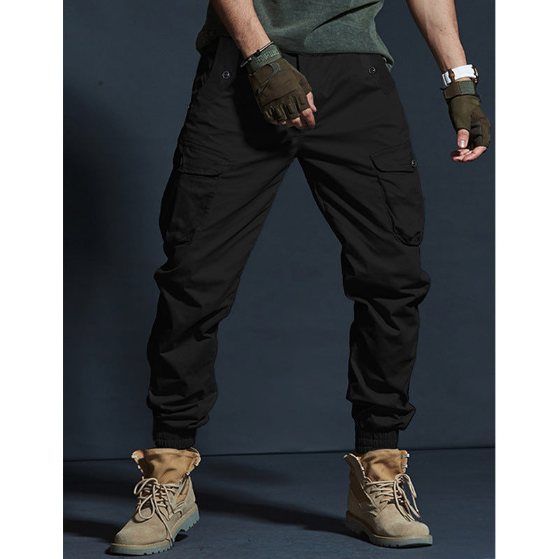 Pantalons de travail multi-poches pour hommes Slim-fit