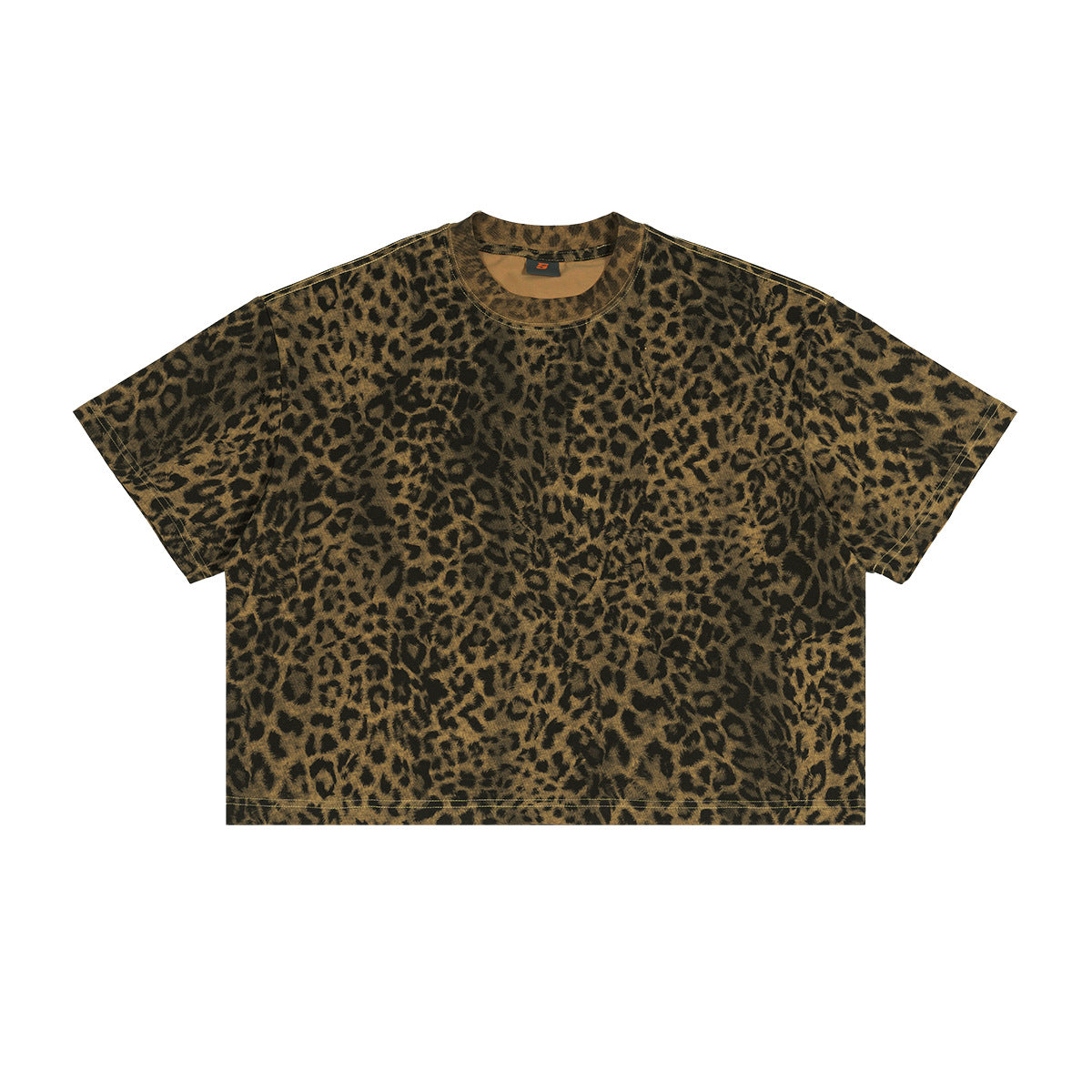 T-shirt détendu pour homme avec un motif imprimé Leopard et des manches de trois quarts de longueur
