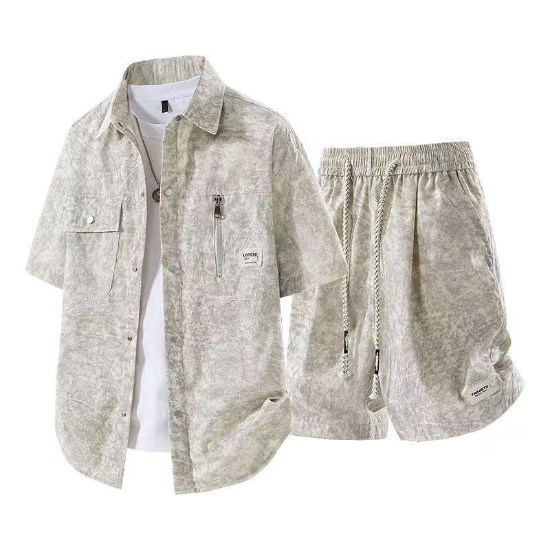 Typ-front Tie-dye manches courtes et shorts Trendy Casual Ensemble de deux pièces