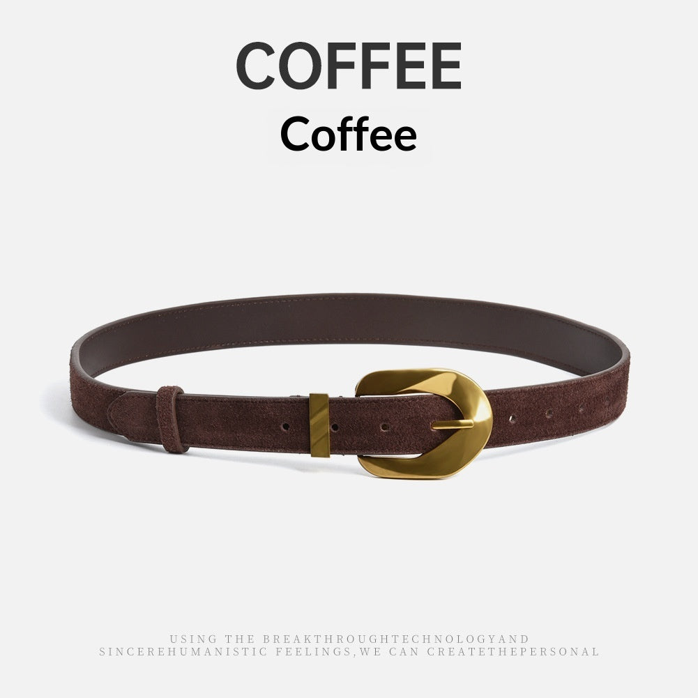 Matte Cowhide Vintage Ladies Boucle d'Or Ceinture