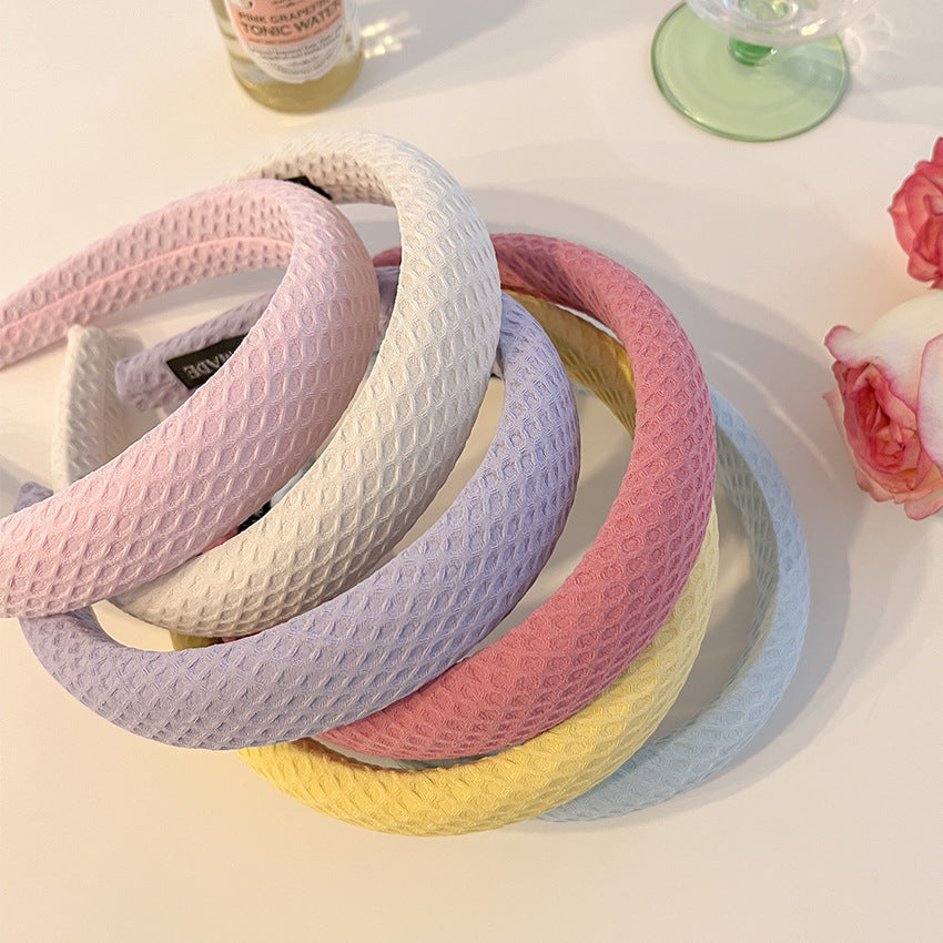 Candy Colored large bande de cheveux Brimmed pour les femmes avec haut dessus de crâne