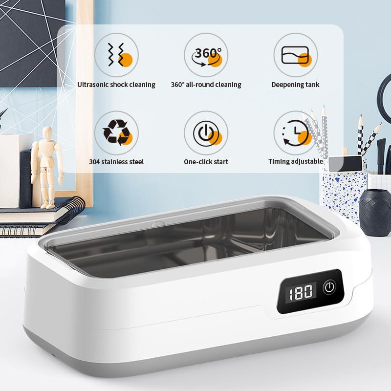 Small household ultrasonic cleaner for glasses and dentures