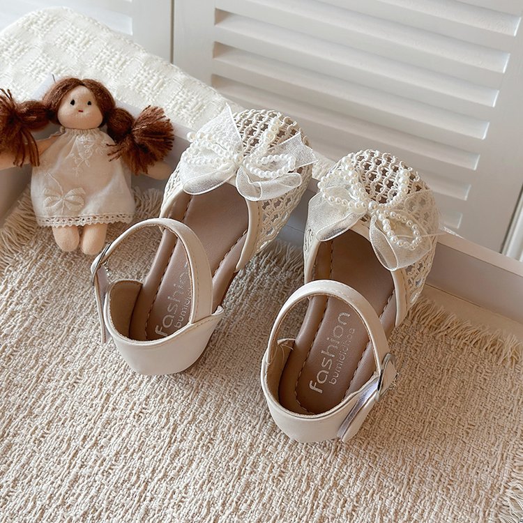 Chaussures Mesh Princesse Transparente d'été avec orteil doux et mesh Bow Sandales