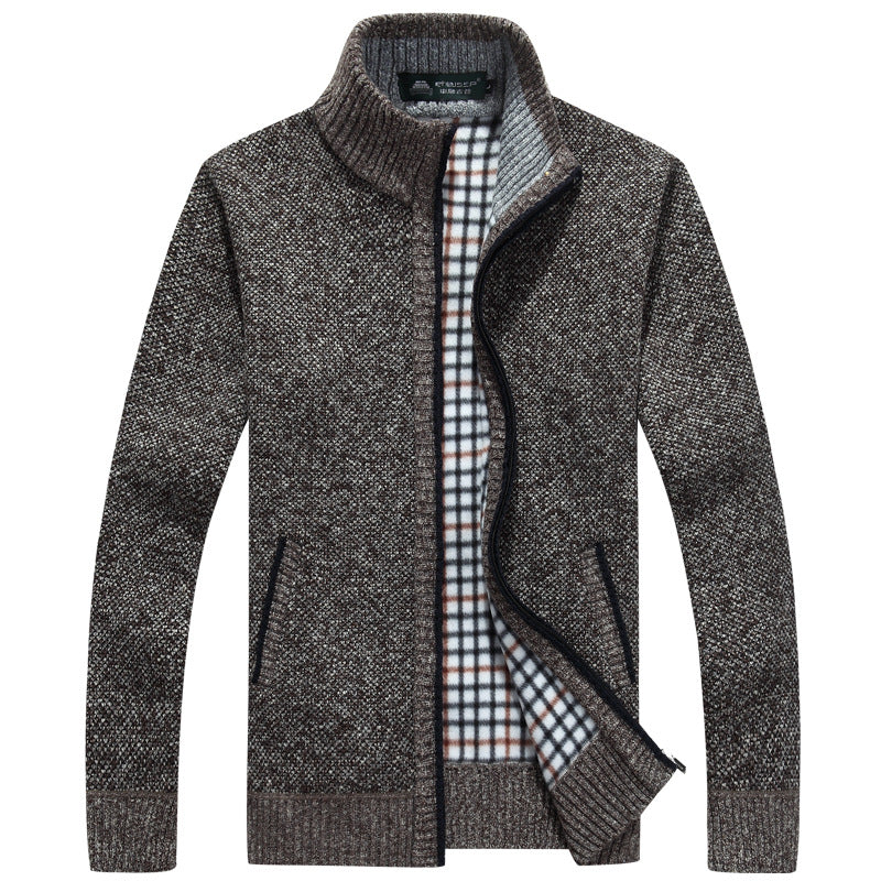 Chandail à fermeture éclair d'automne et de cardigan d'hiver pour hommes Épaisseur de collier en polaire