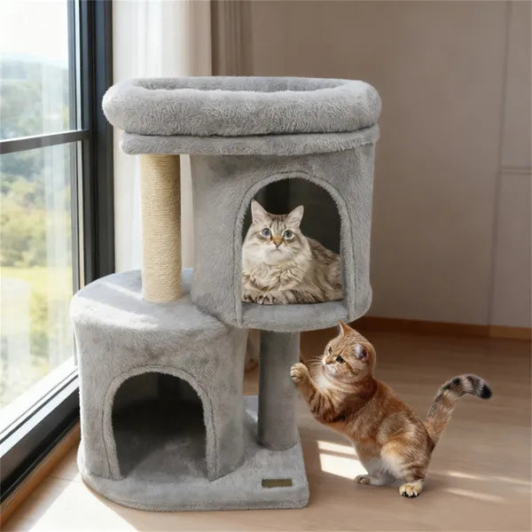 Arbre de chat compact de 26" avec 2 condos et postes de scratching sisal