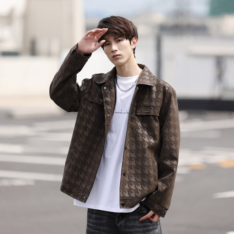 Veste en cuir PU cousu pour les hommes d'affaires