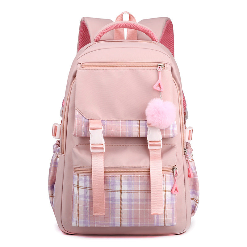 Sac à dos pour ordinateur multicouche simple couleur solide pour femmes