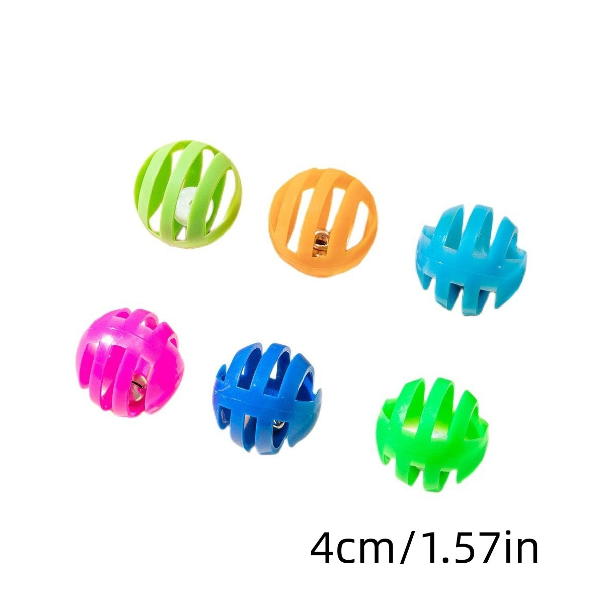 Balle de teasing de chat en plastique coloré Mesh Hollow Sound