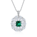S925 Argent 7.7g Collier de pierre gemme créé en laboratoire