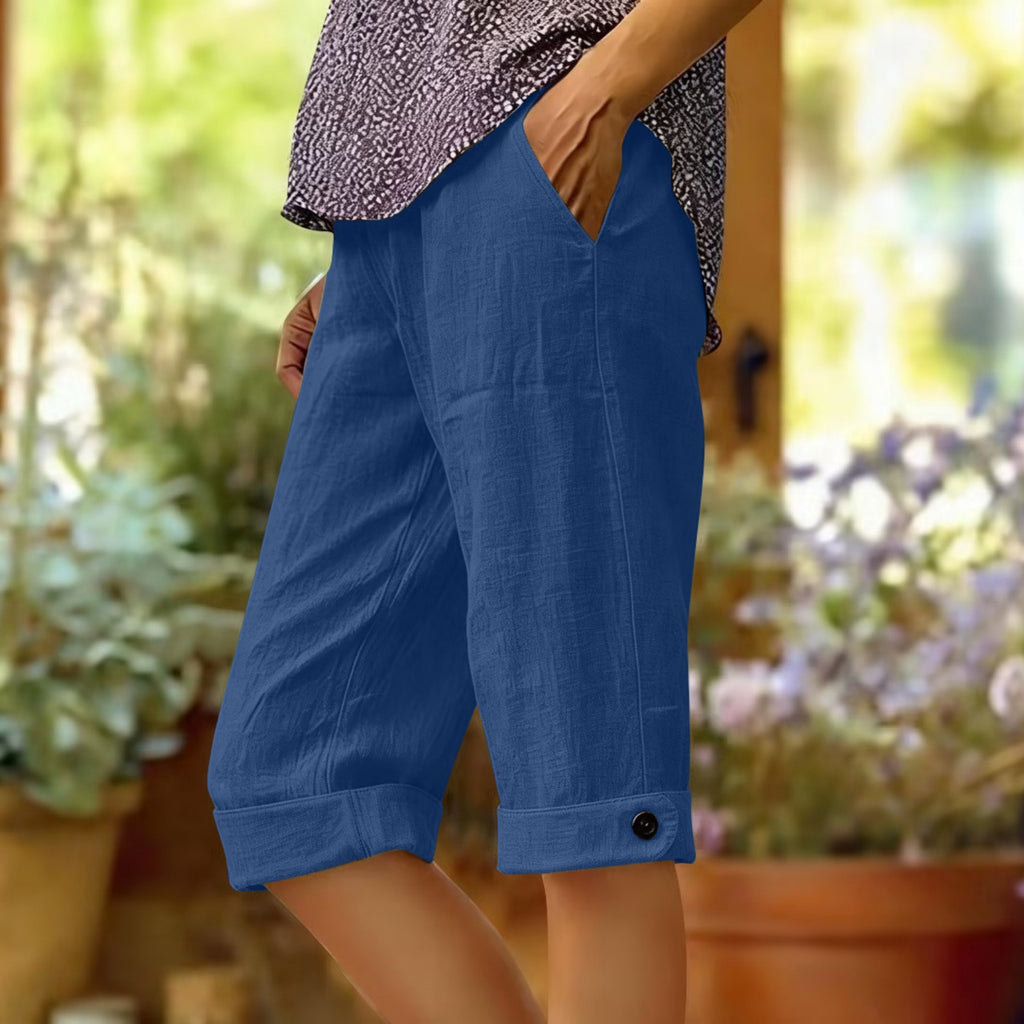Coton et Linge de maison pour femmes, short lombaire avec ourlet et poches