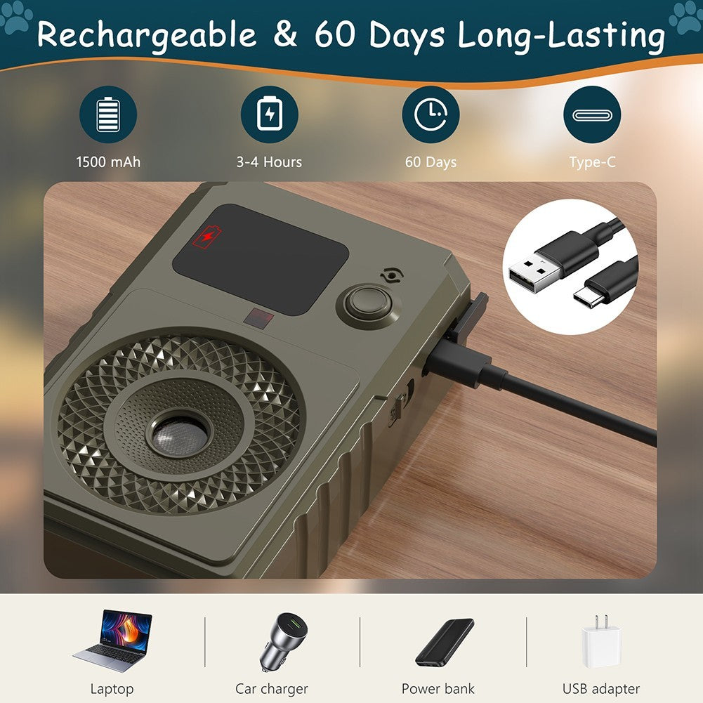 Étanche Ultrasonic Anti Bark Device USB Rechargeable 50ft Range Dog Deterrent