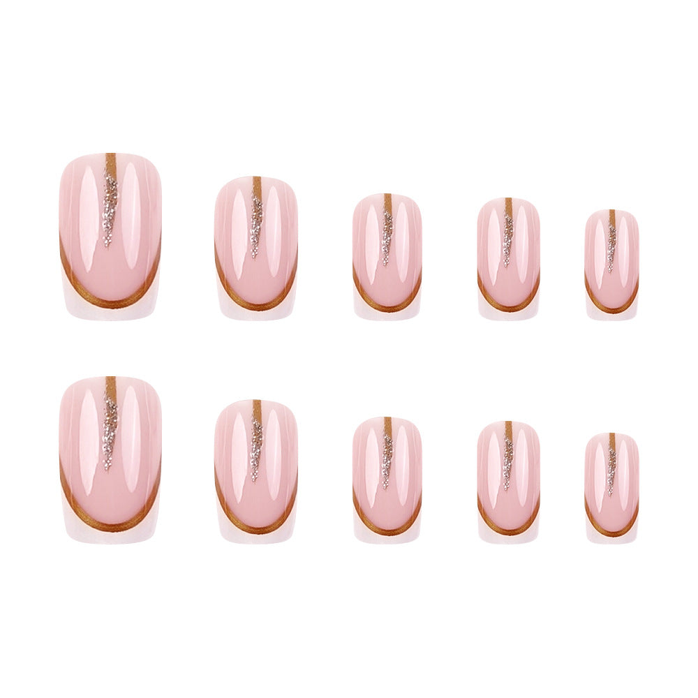 Stickers 24 Pièces de Short Square Acrylic Nail avec bords blancs