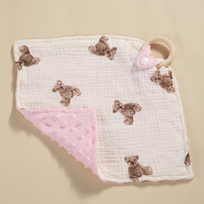 Bite anneau double couche Crêpe Serviette Saliva Baby Doll Square Serviette