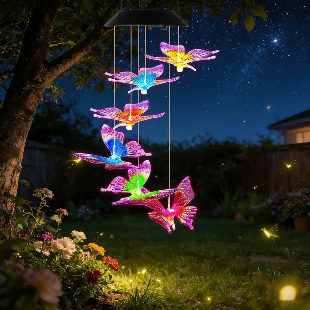1Pc 2Pcs Quantité Options Vent de papillon solaire Chime 7 Couleur Changement de vent Chime pour Outsi