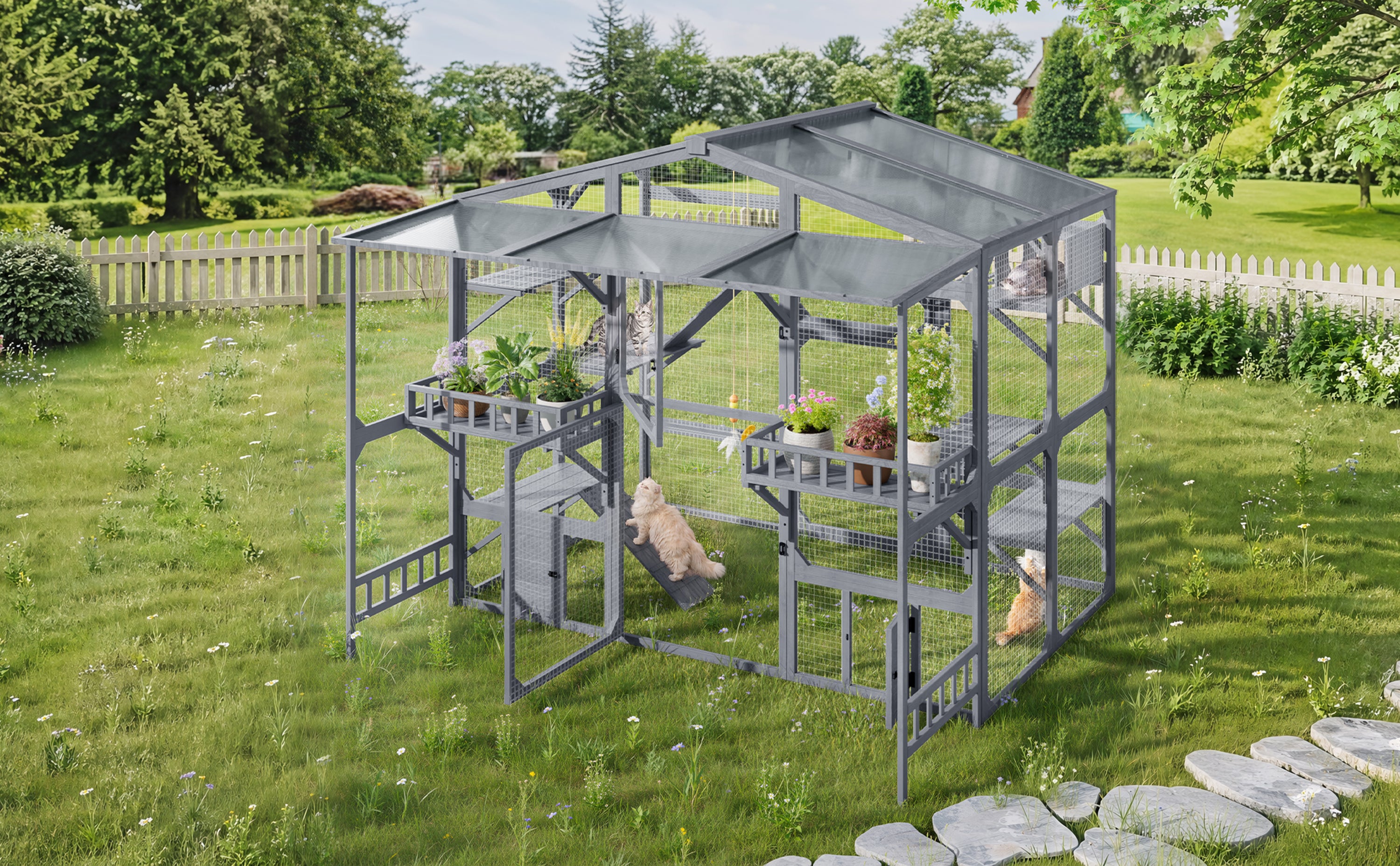 Grand Catio extérieur pour 6-10 Chats