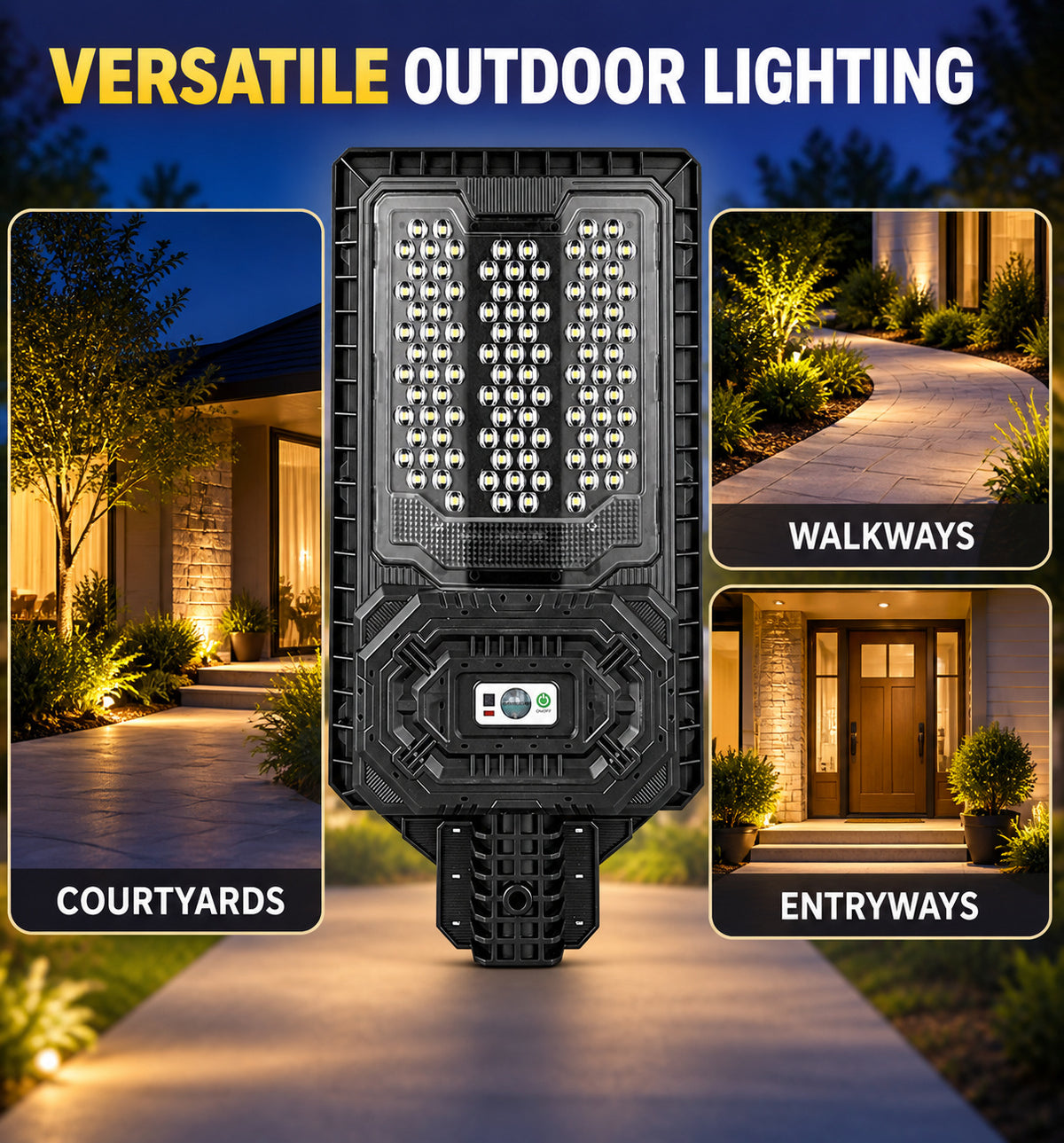 Solar Powered Motion Sensor Outdoor Light W7113 1 Noir pour Garden Yard Street Wall LED