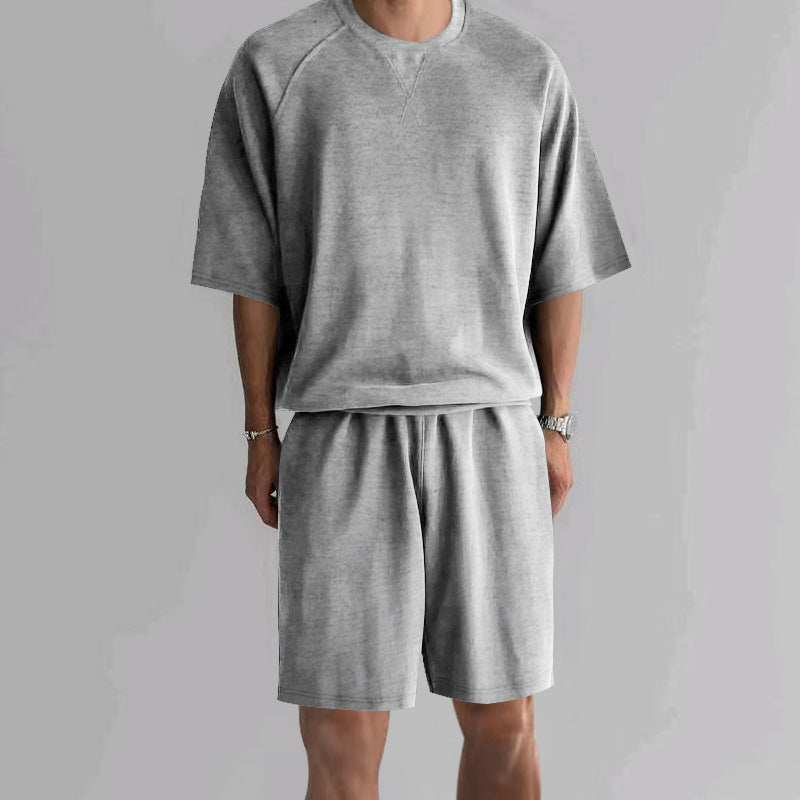 Short de sport à manches courtes Terry Casual ronde hommes
