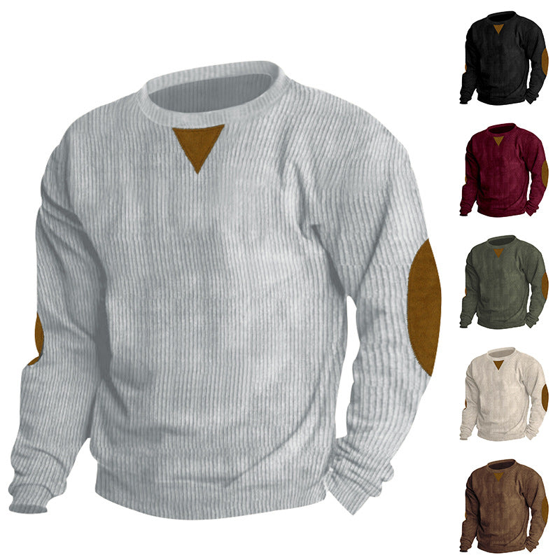 Chandail à manches longues Corduroy Col d'équipage pour hommes