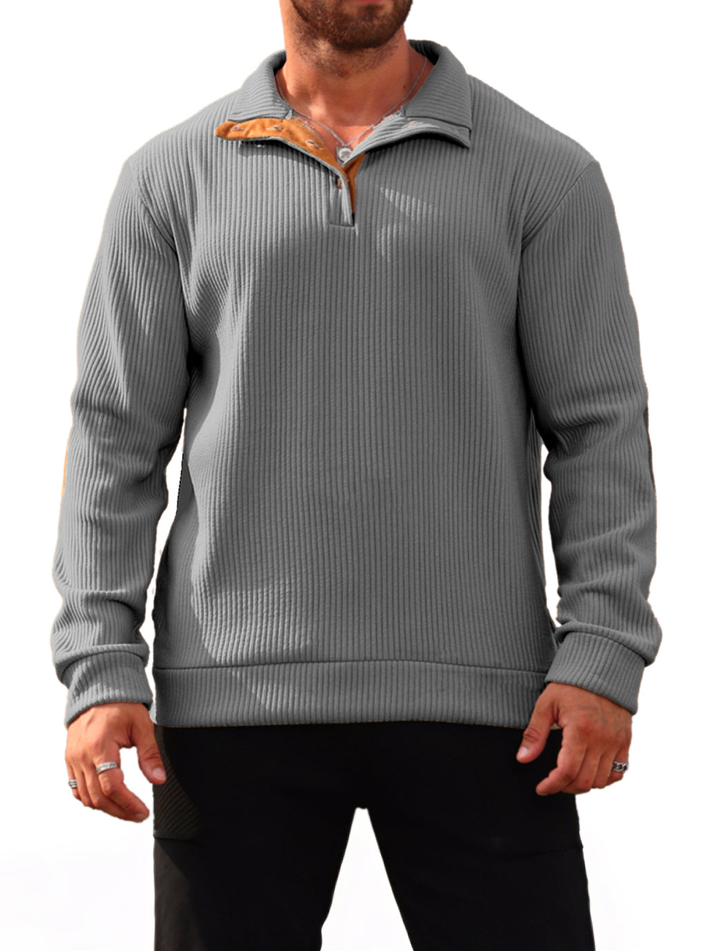 Sweat-shirt de printemps & automne couleur solide Jacquard