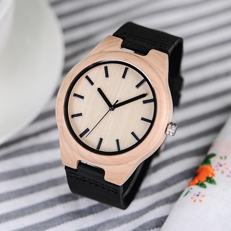 Montre à quartz en bois classique en bois