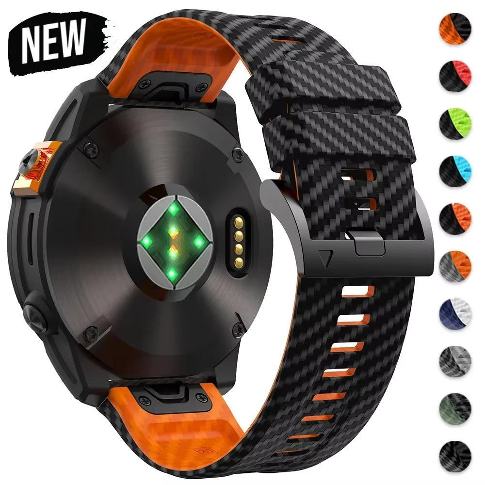 Bracelet de montre en silicone avec texture fibre de carbone