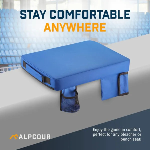Coussin de siège de stade extra épais portable Alpcour - 21x 15 pouces Coussin bleacher avec côté