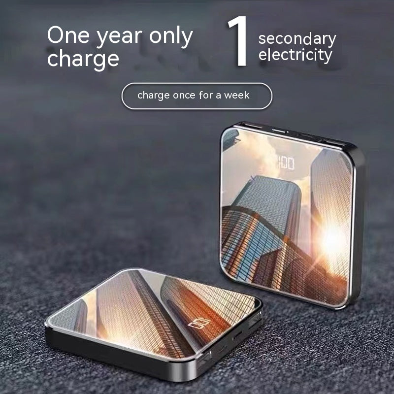 Mini Power Bank Grande Capacité Double Face Miroir mince et compact