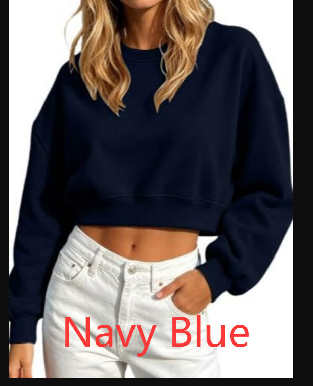 Pull Casual Sporty Top Cropped Loose-fit à manches longues Hoodie