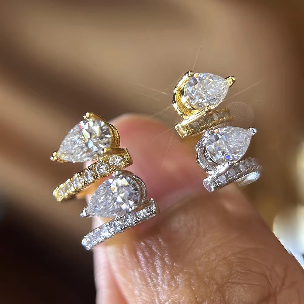 925 Argent Sterling 4 carats Marquise-coupé diamant Moissanite anneau pour les femmes