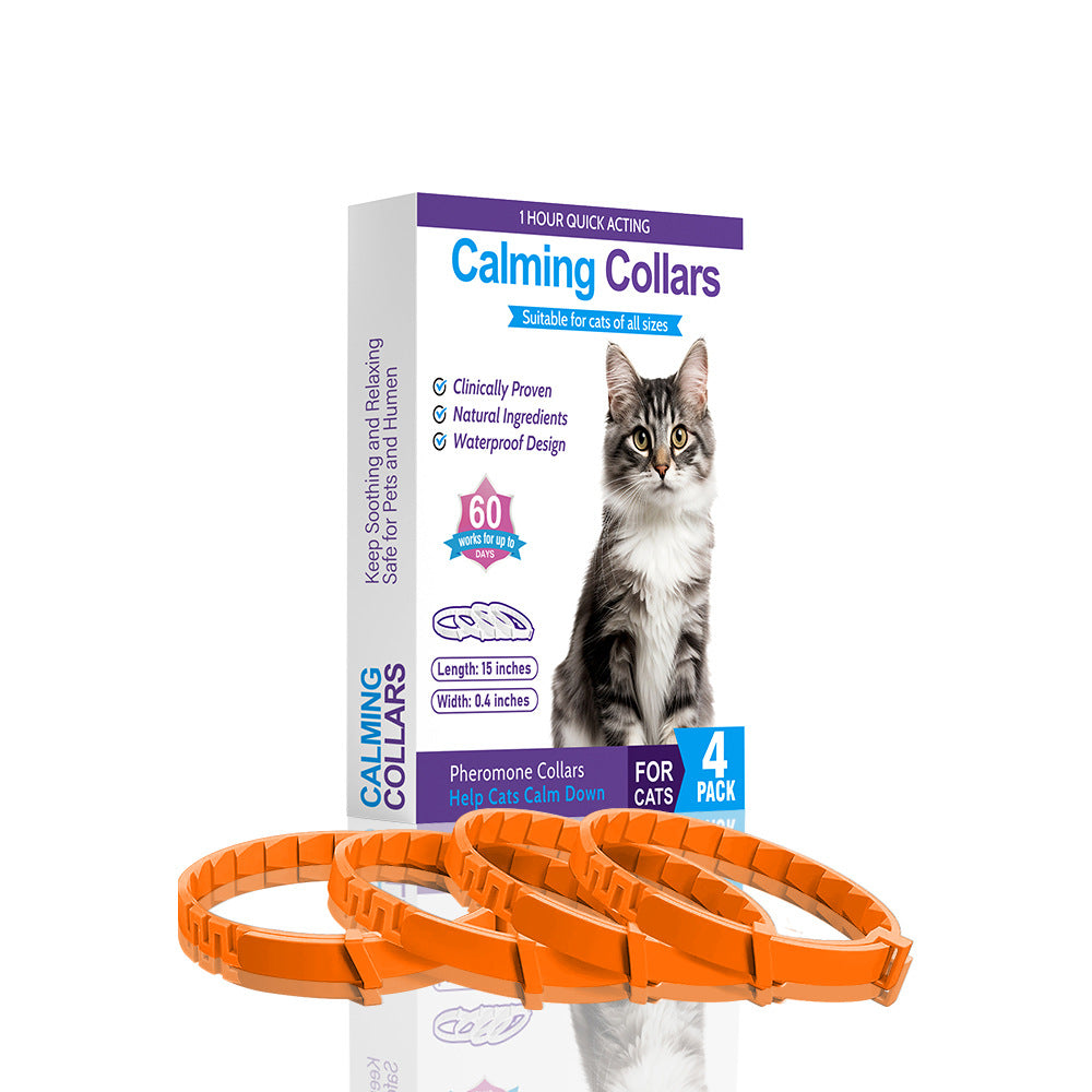 4-Pack Calming Pheromone Collars for Cats and Dogs to Relieve Anxiety